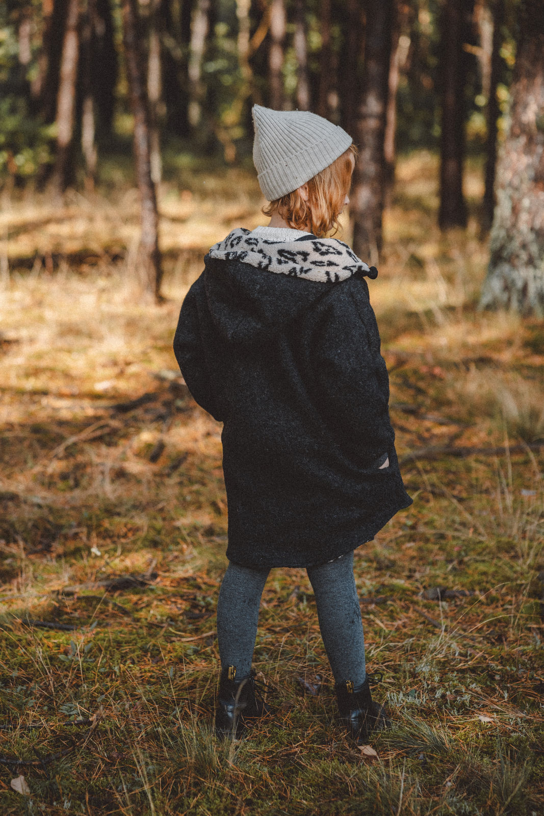 Wollwalkjacke Anthrazit / Teddyfell Leoprint