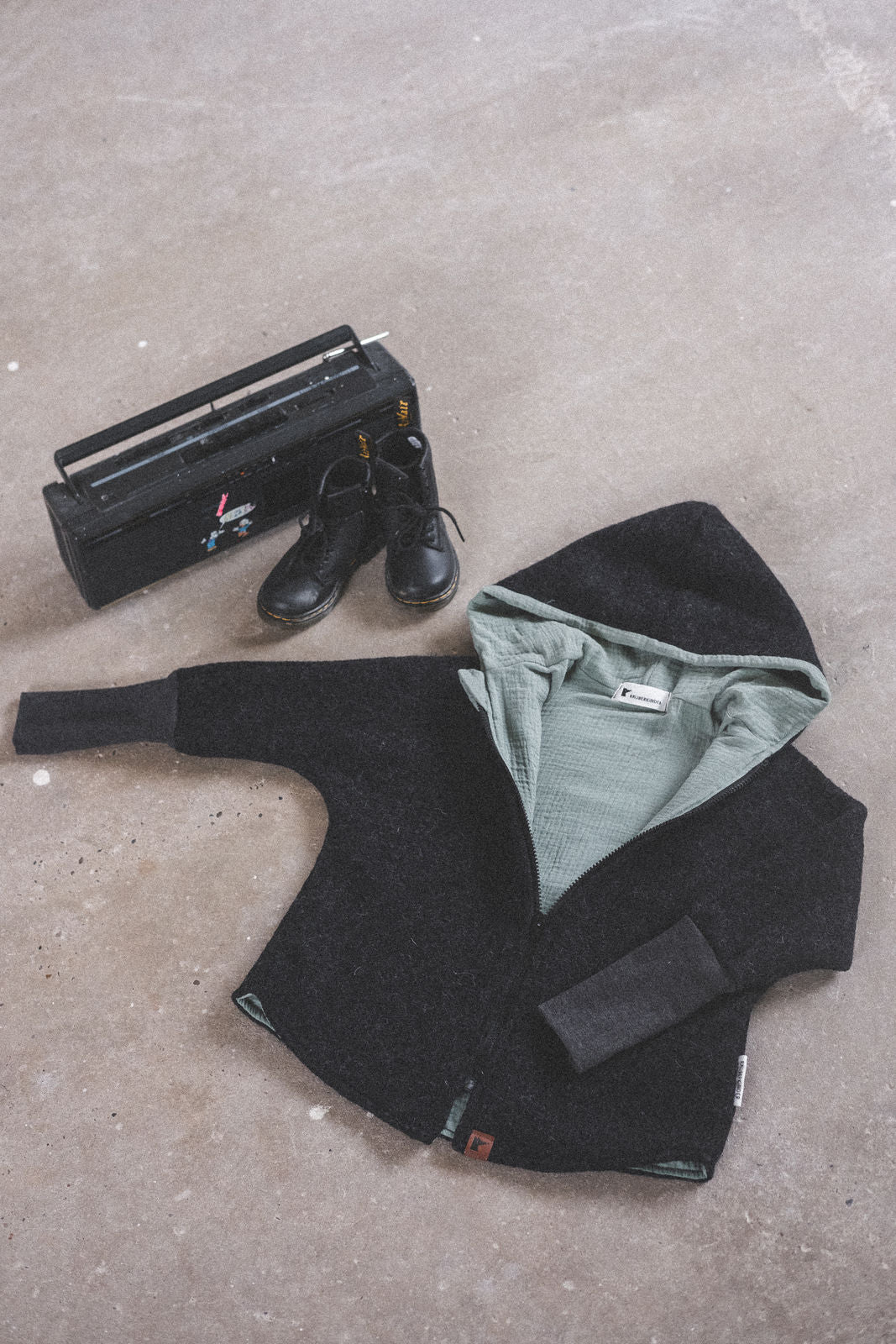 Oversizejacke Anthrazit/ Musselin Eukalyptus