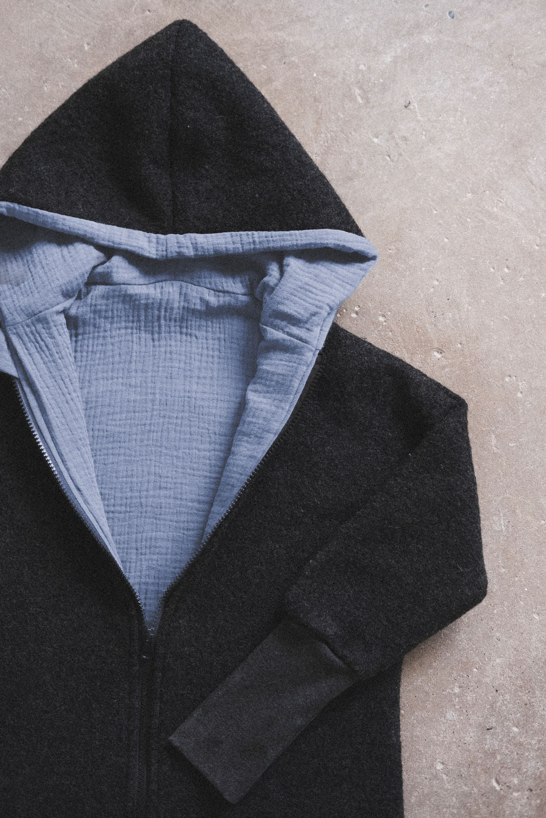 Oversizejacke Anthrazit/ Musselin Taubenblau