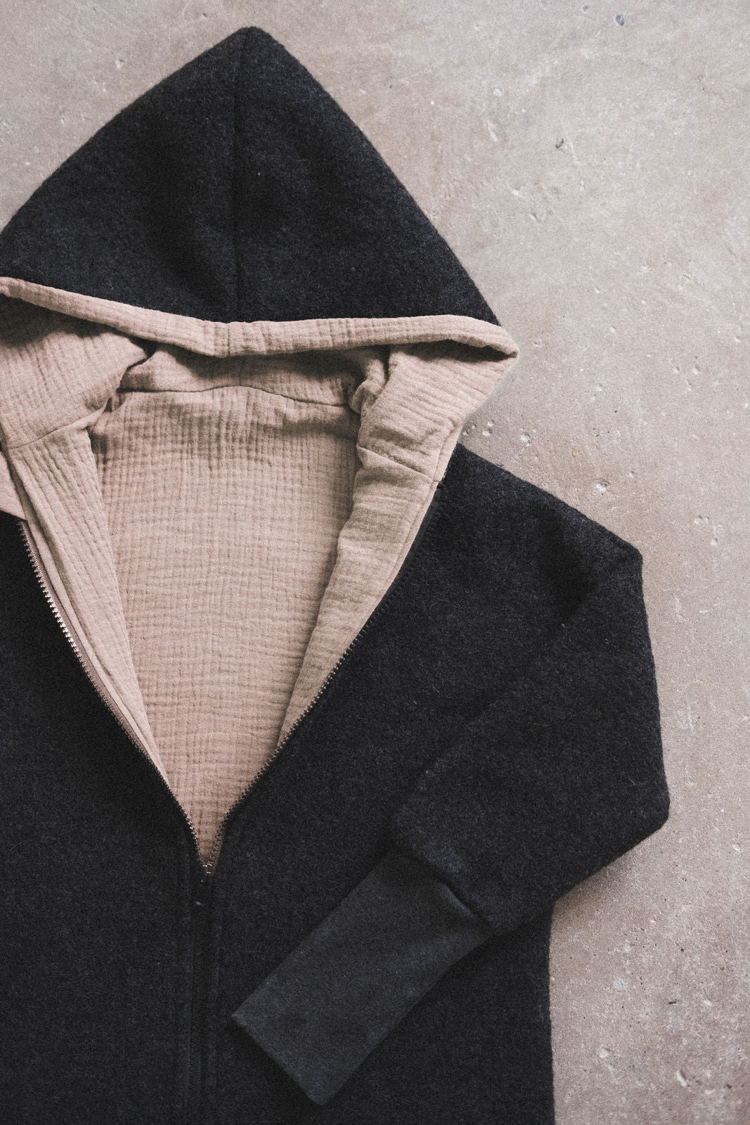 Oversizejacke Anthrazit/ Musselin Sand