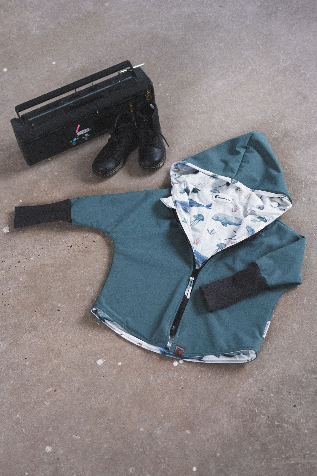 Softshelljacke Petrol / Meerestiere