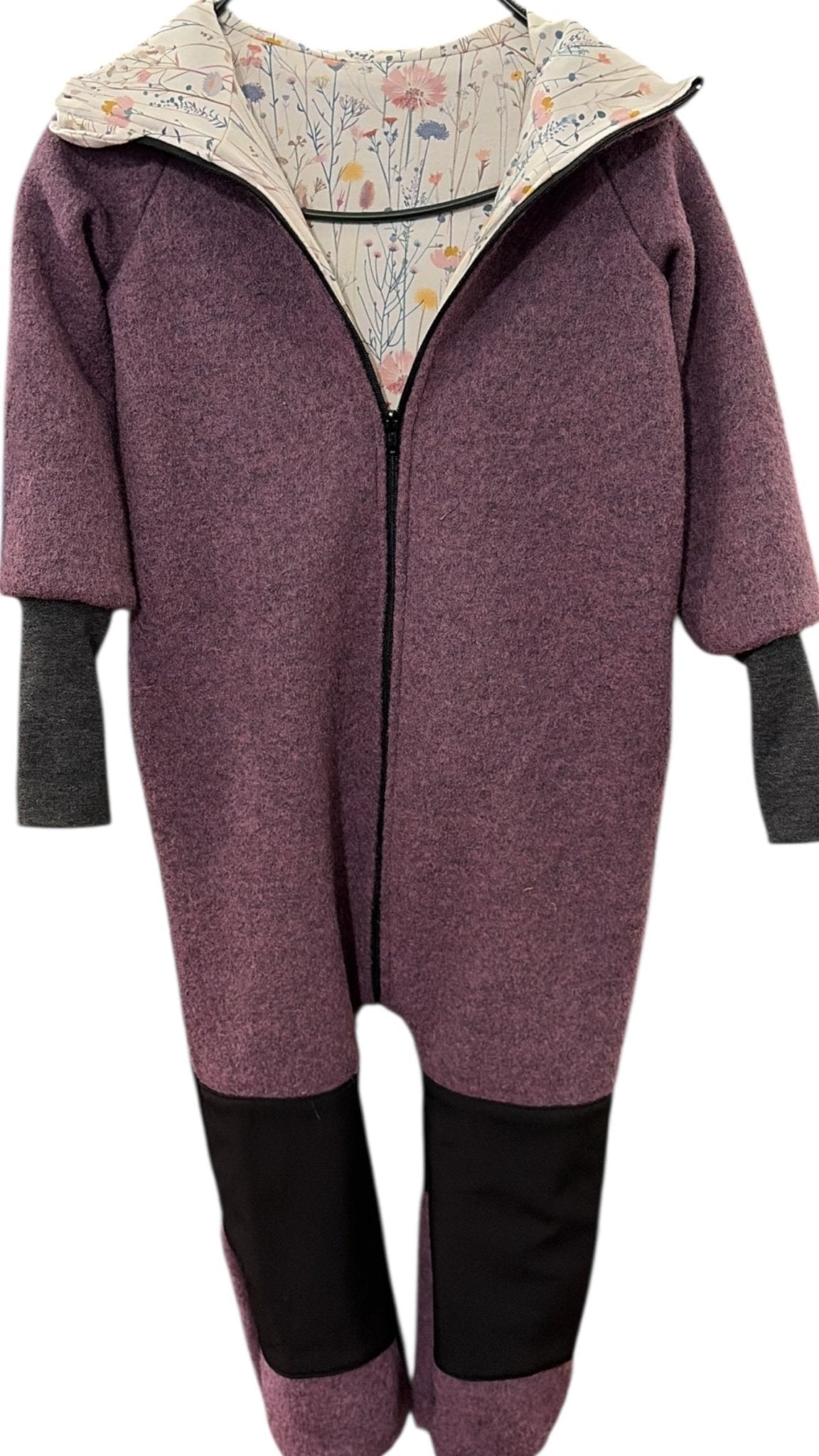 B - Ware / Matschkind Overall aus Wollwalk Mauve / Wildblume - Räuberkinder