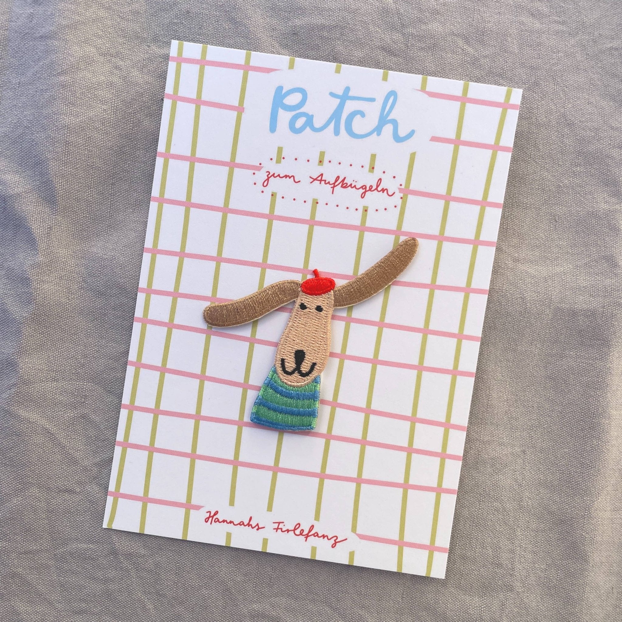 Bügel Patch Dackel mit Baskenmütze – Aufnäher für Kinder - Räuberkinder 2