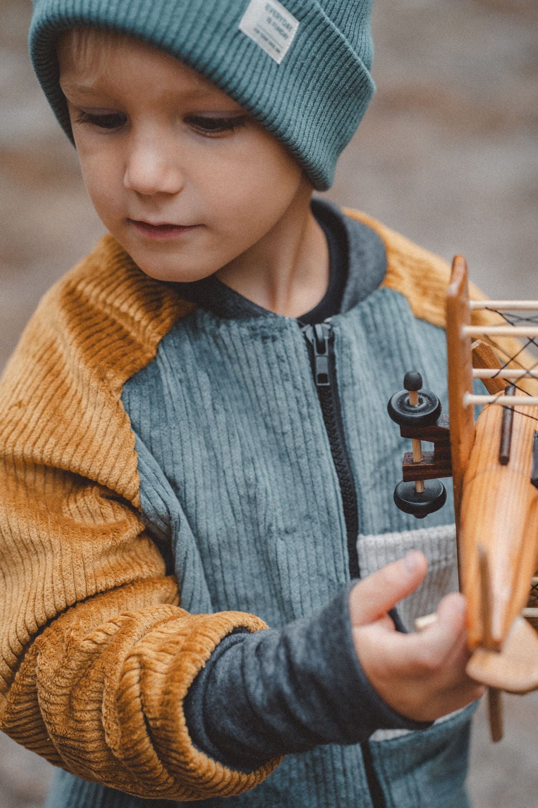Collegejacke Caramel / Smaragd - Räuberkinder