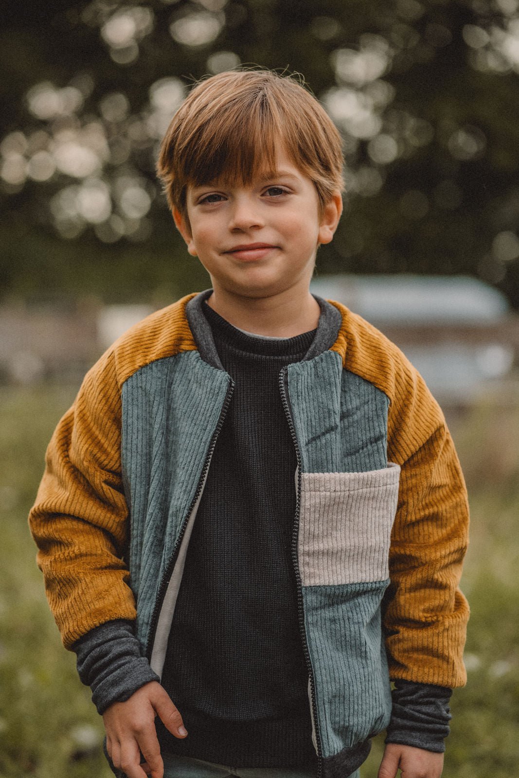 Collegejacke Caramel / Smaragd - Räuberkinder