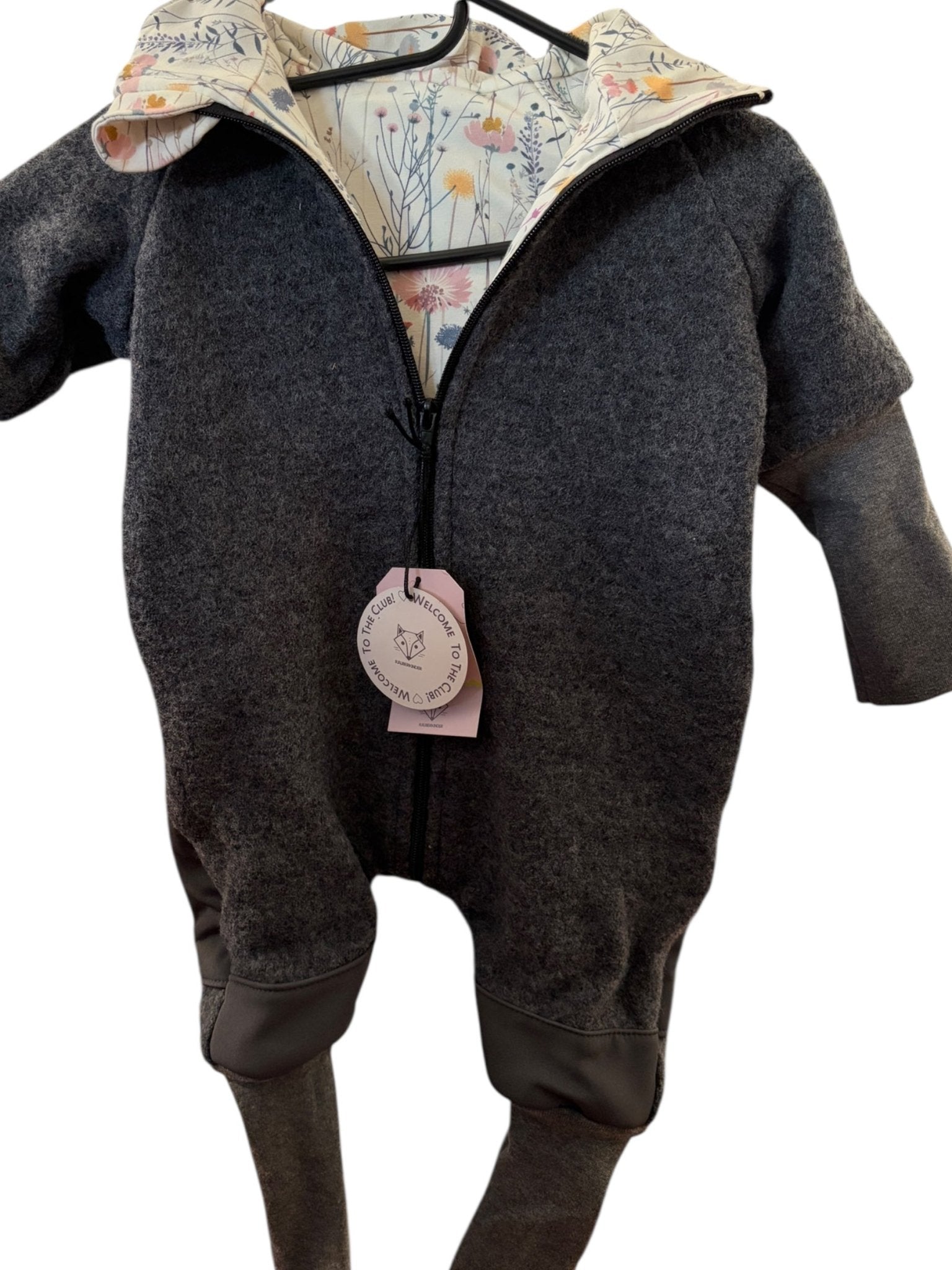 Einzelstück / Matschkind Wollwalkoverall Grau - Wilblume 62/68 - Räuberkinder