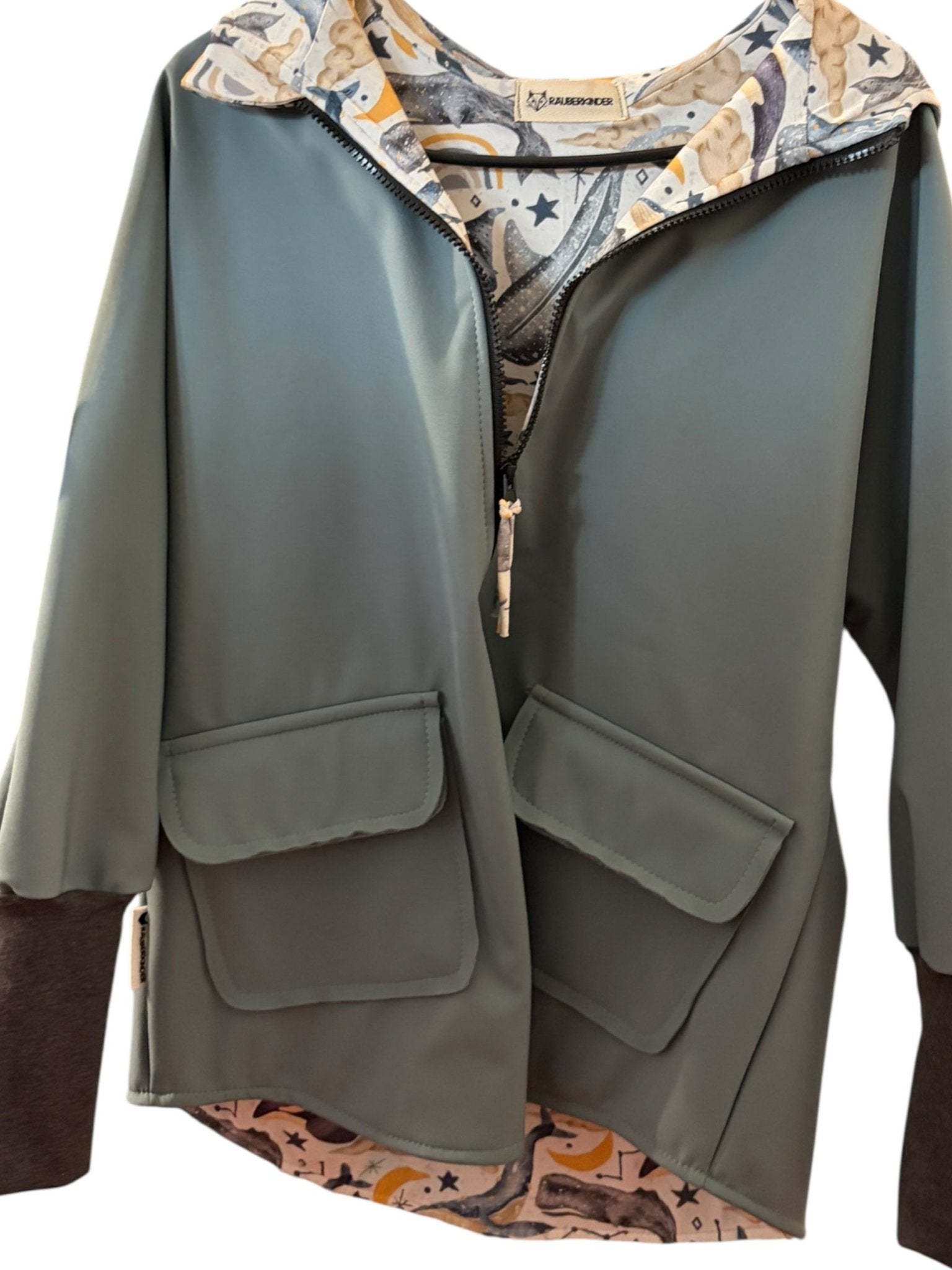 Einzelstück / Softshelljacke Mint - Meerestiere 134/140 - Räuberkinder