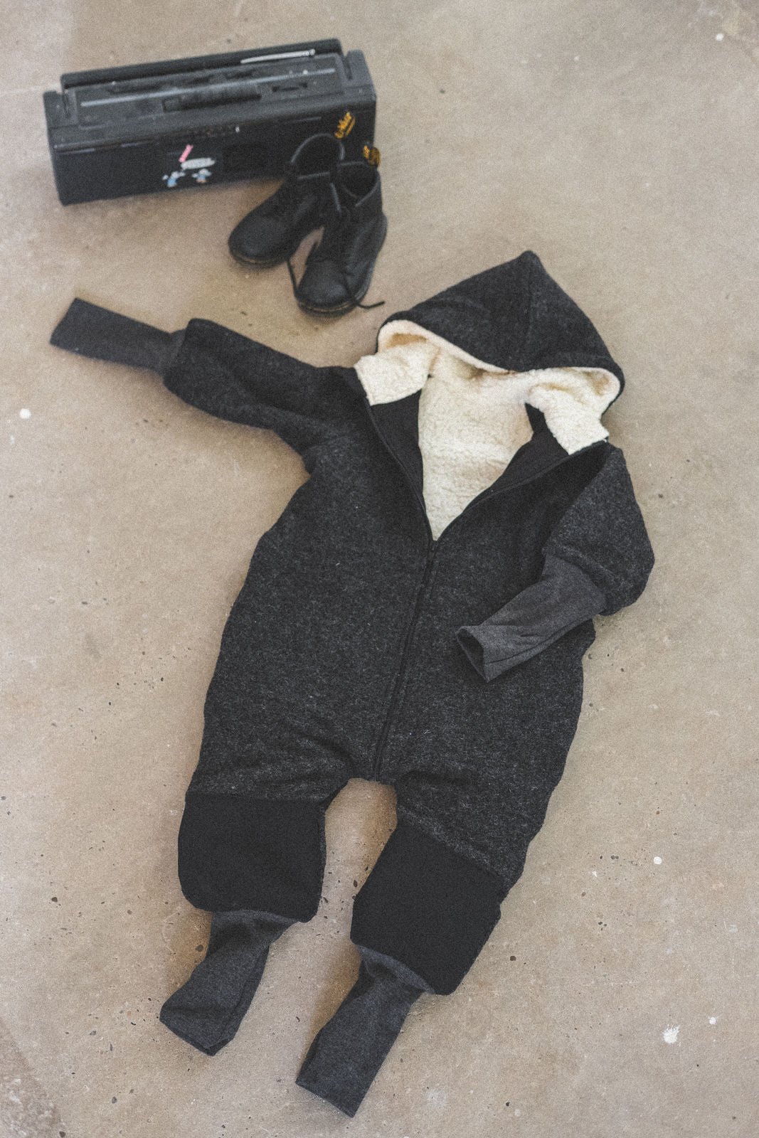 Matschkind Wollwalkoverall Anthrazit / Teddyfell - Räuberkinder