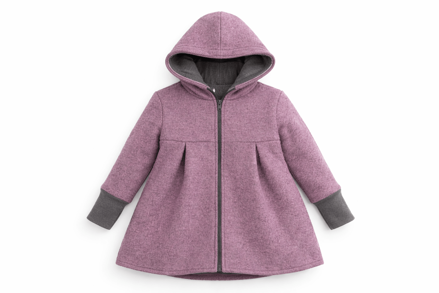 Merino Mantel in A - Linie mit Merinojersey - Mauve - Räuberkinder