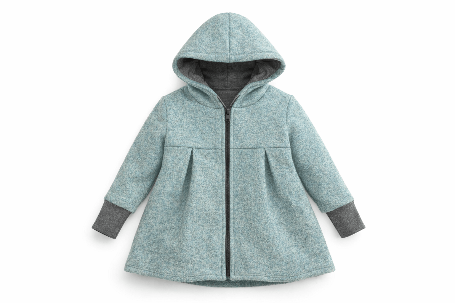 Merino Mantel in A - Linie mit Merinojersey - Mint - Räuberkinder