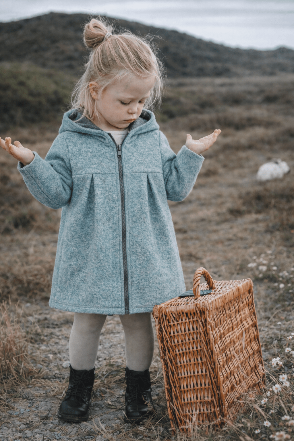 Merino Mantel in A - Linie mit Merinojersey - Mint - Räuberkinder
