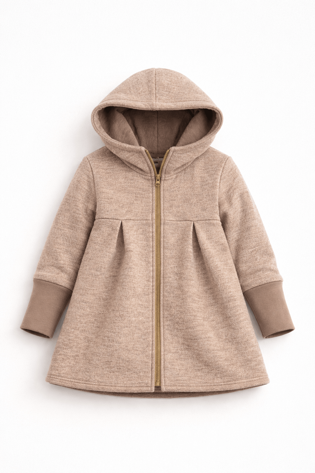 Merino Mantel in A - Linie mit Merinojersey - Sand - Räuberkinder