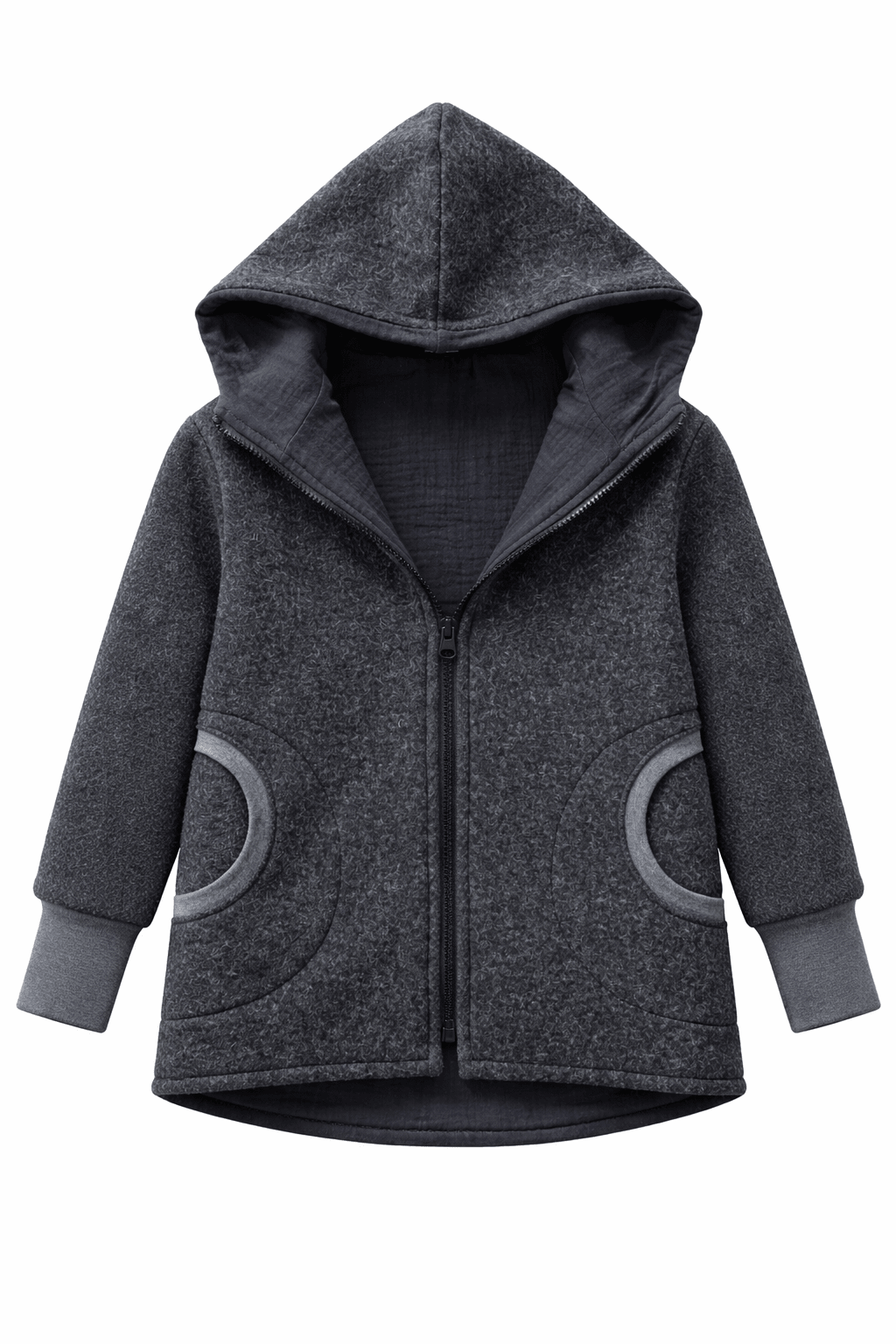Merinofleece Jacke Anthrazit x Musselin Schwarz - Räuberkinder