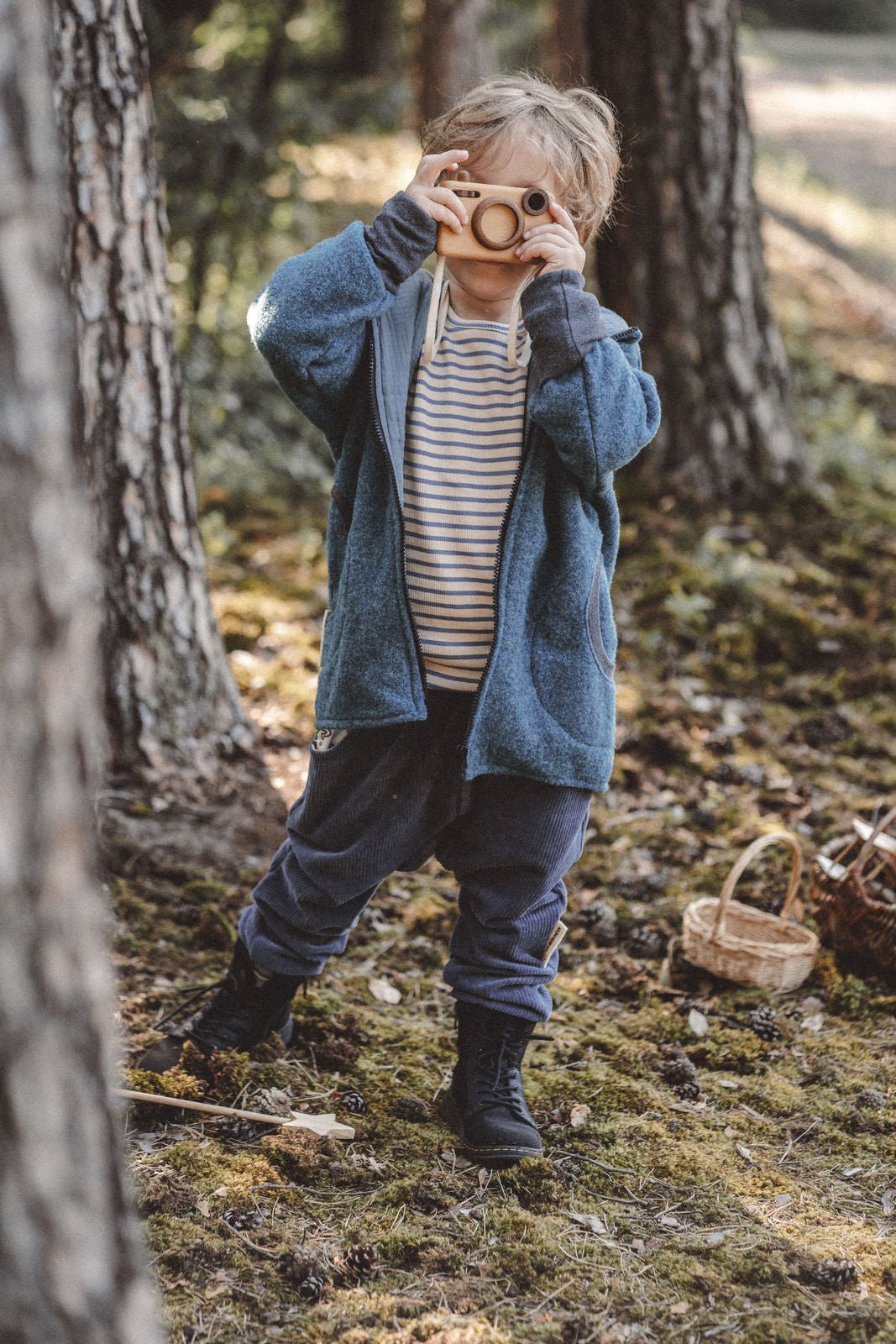Merinofleece Jacke Kinder Kletterkind Blau - Räuberkinder 1