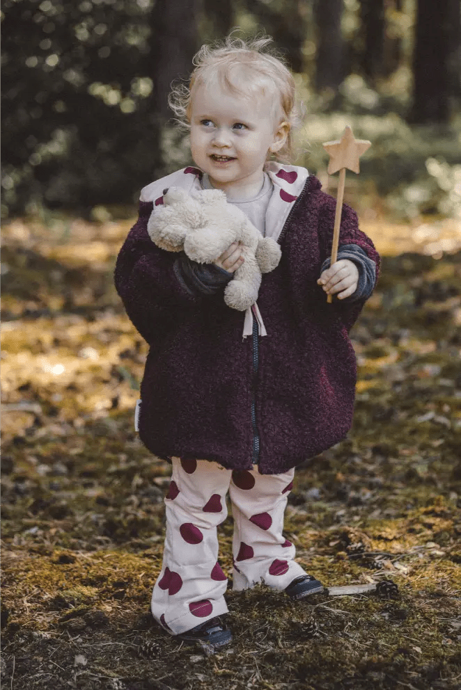 Oversizejacke Kinder Teddyfell Bordeaux mit Punkte - Räuberkinder 1