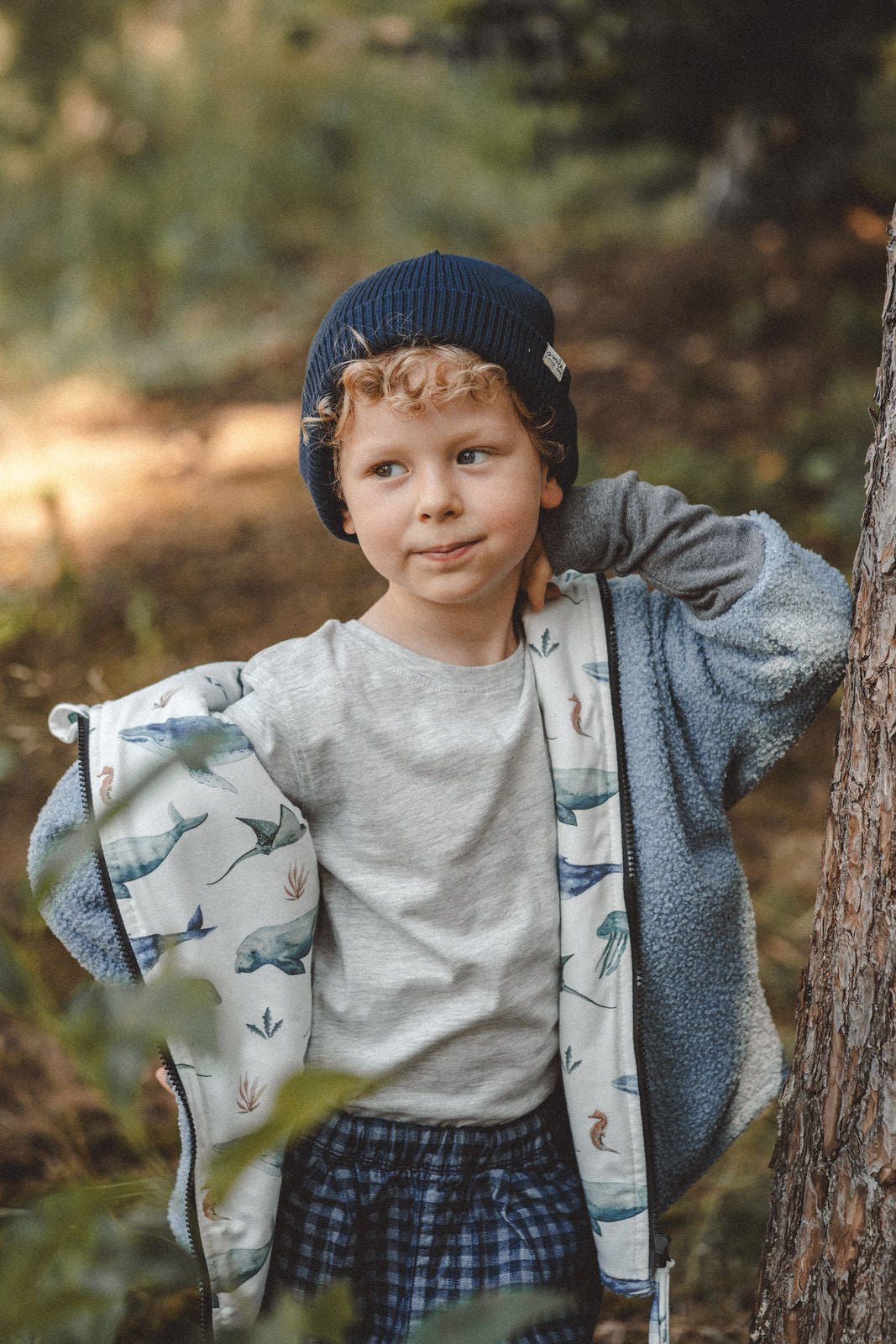 Oversizejacke Kinder Teddyfell Hellblau mit Meerestiere - Räuberkinder 2