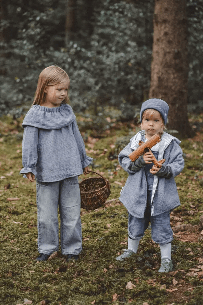 Oversizejacke Kinder Teddyfell Hellblau mit Streifen - Jacke - Räuberkinder 2