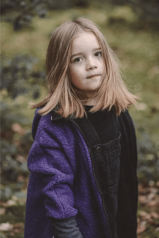Oversizejacke Kinder Teddyfell Lila mit Schwarz - Räuberkinder 4