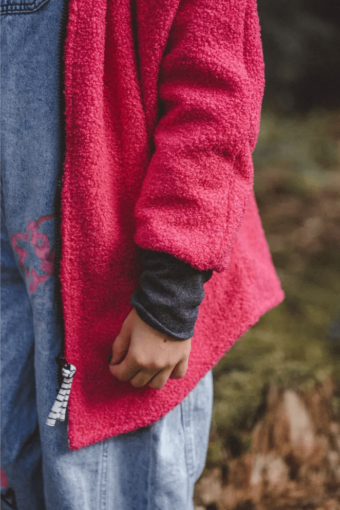 Oversizejacke Kinder Teddyfell Pink mit Ecru Stripes - Räuberkinder 2