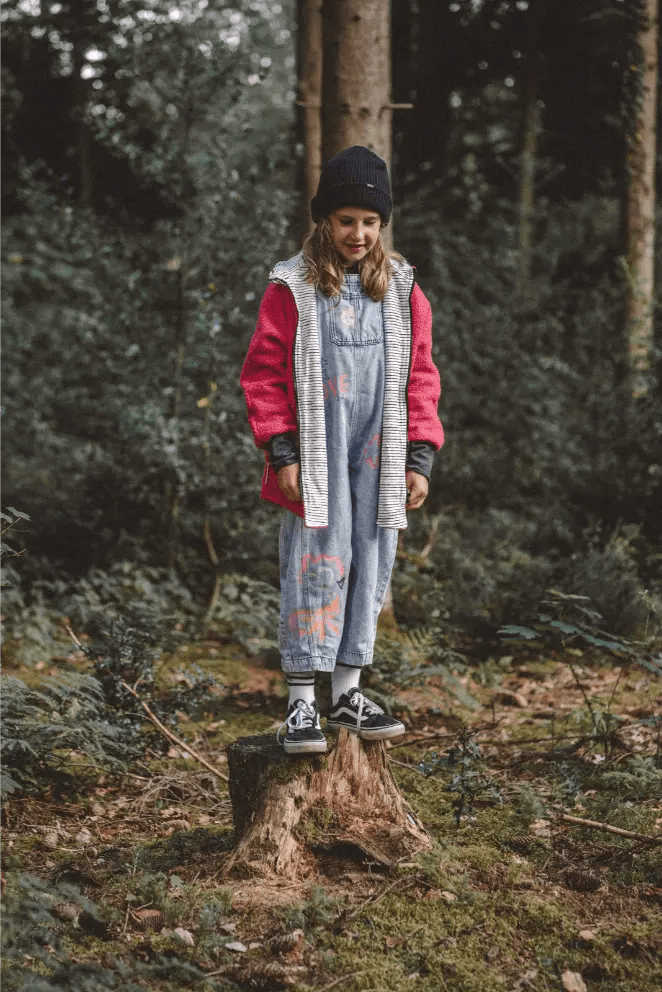 Oversizejacke Kinder Teddyfell Pink mit Ecru Stripes - Räuberkinder 7