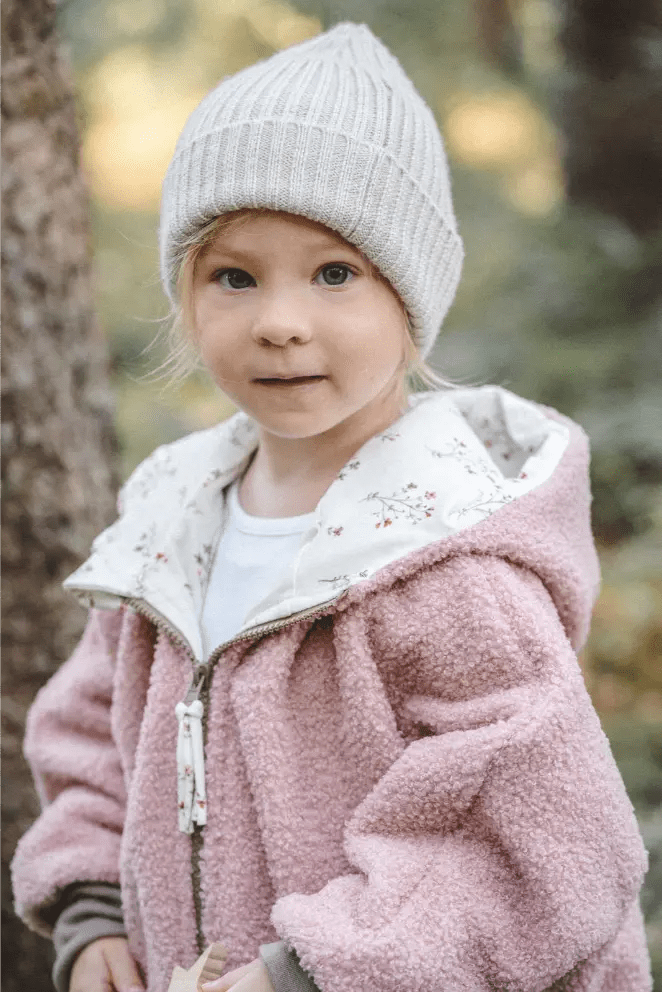 Oversizejacke Kinder Teddyfell Rosa mit Wiesenblumen - Räuberkinder 3