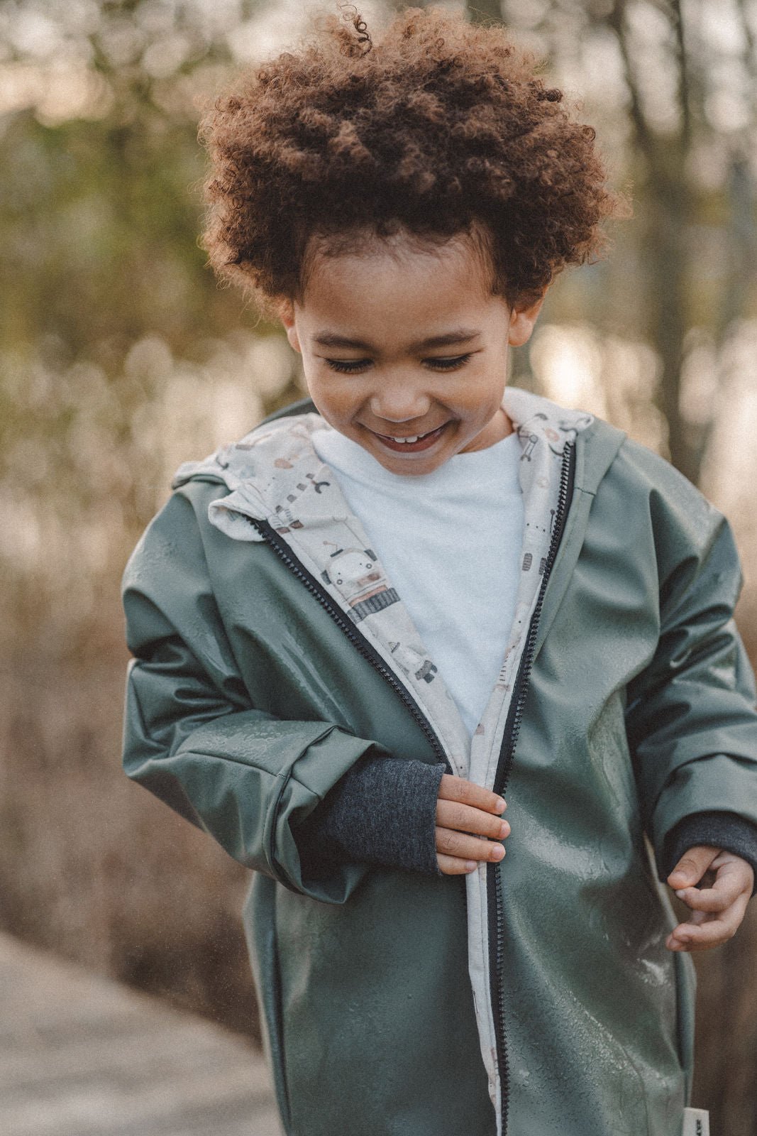 Regenjacke Olive / Roboter - Räuberkinder