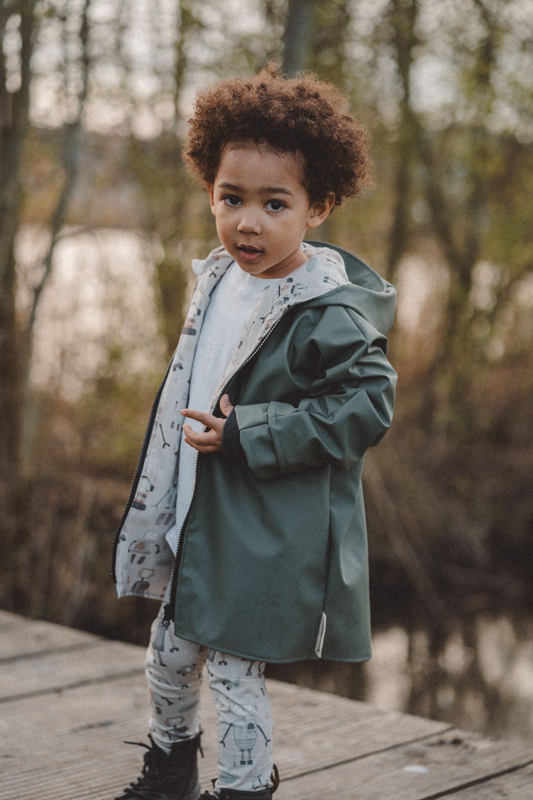 Regenjacke Olive / Roboter - Räuberkinder