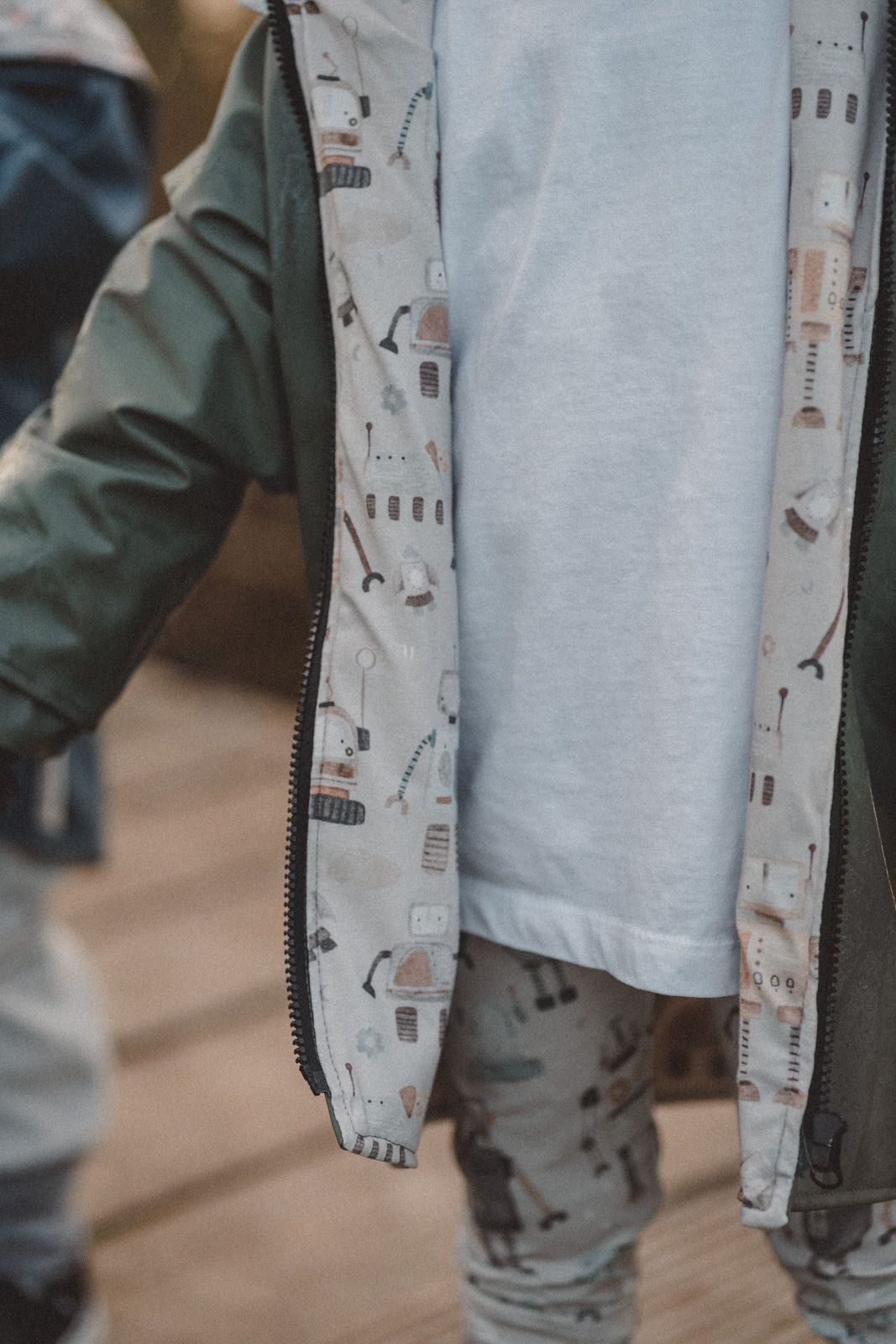 Regenjacke Olive / Roboter - Räuberkinder