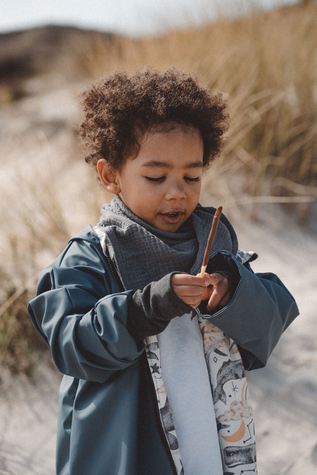 Regenjacke Rauchblau / Meerestiere - Räuberkinder