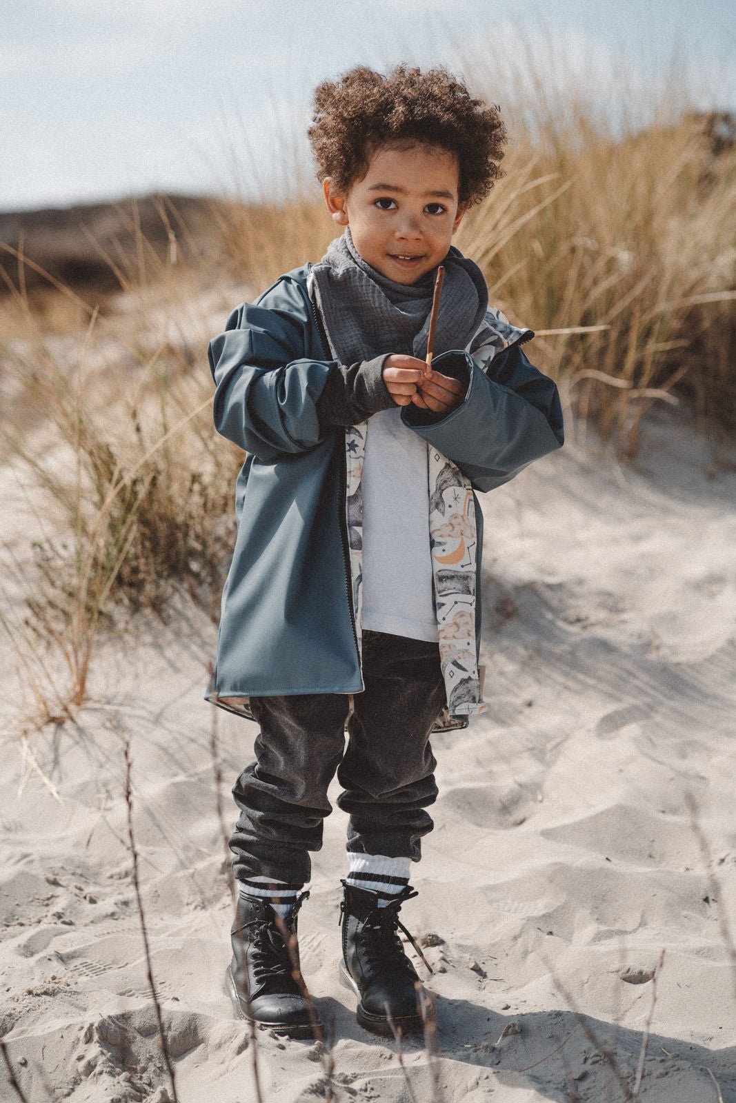 Regenjacke Rauchblau / Meerestiere - Räuberkinder