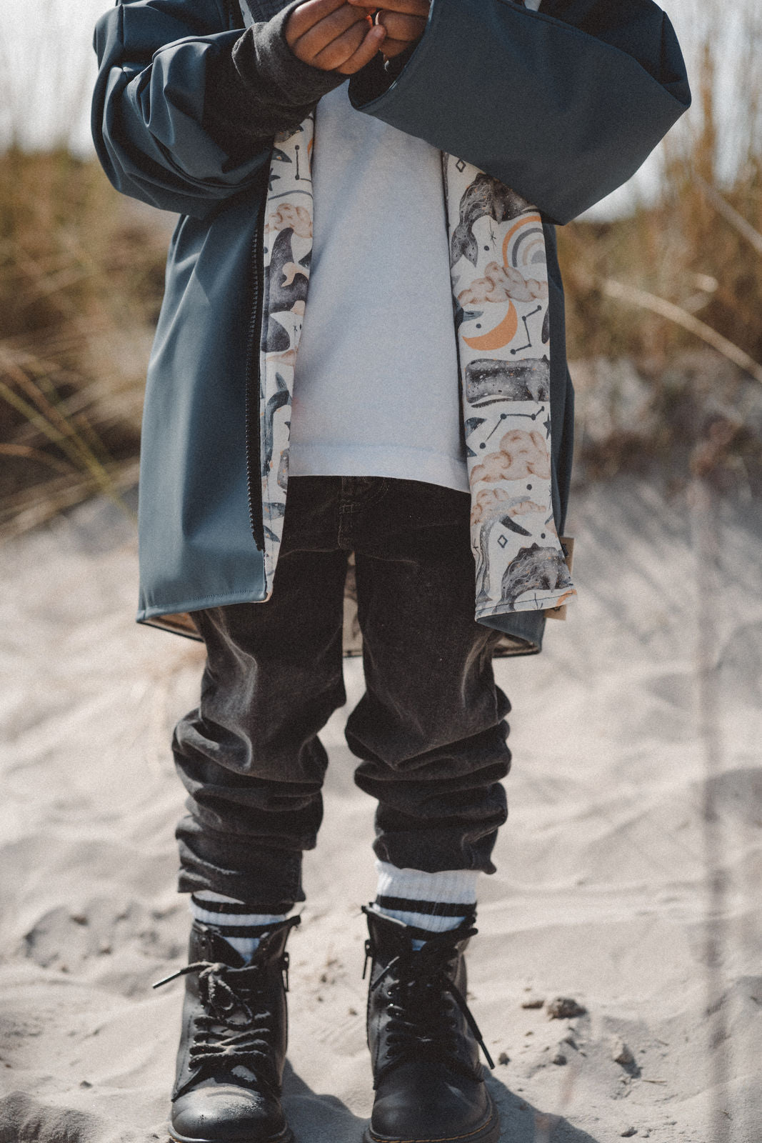 Regenjacke Rauchblau / Meerestiere - Räuberkinder