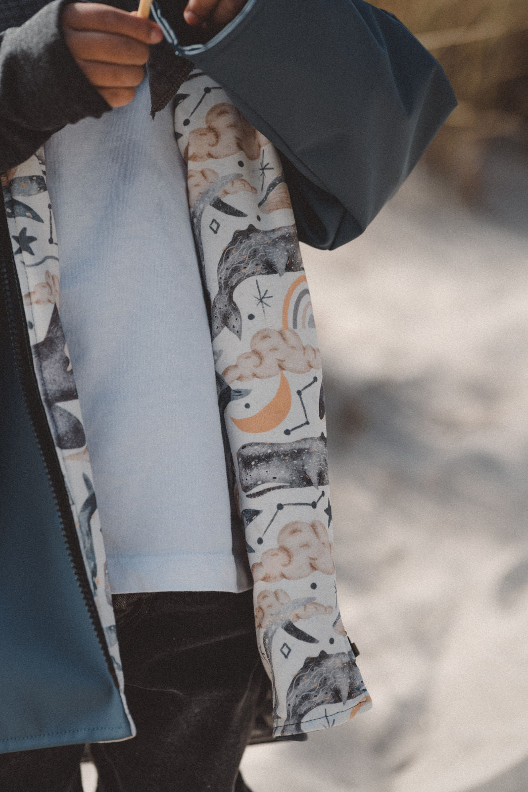 Regenjacke Rauchblau / Meerestiere - Räuberkinder