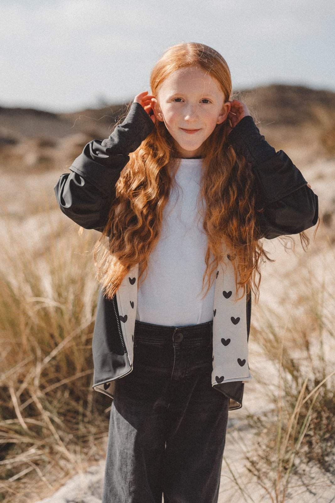 Regenjacke Schwarz / Herzen - Räuberkinder