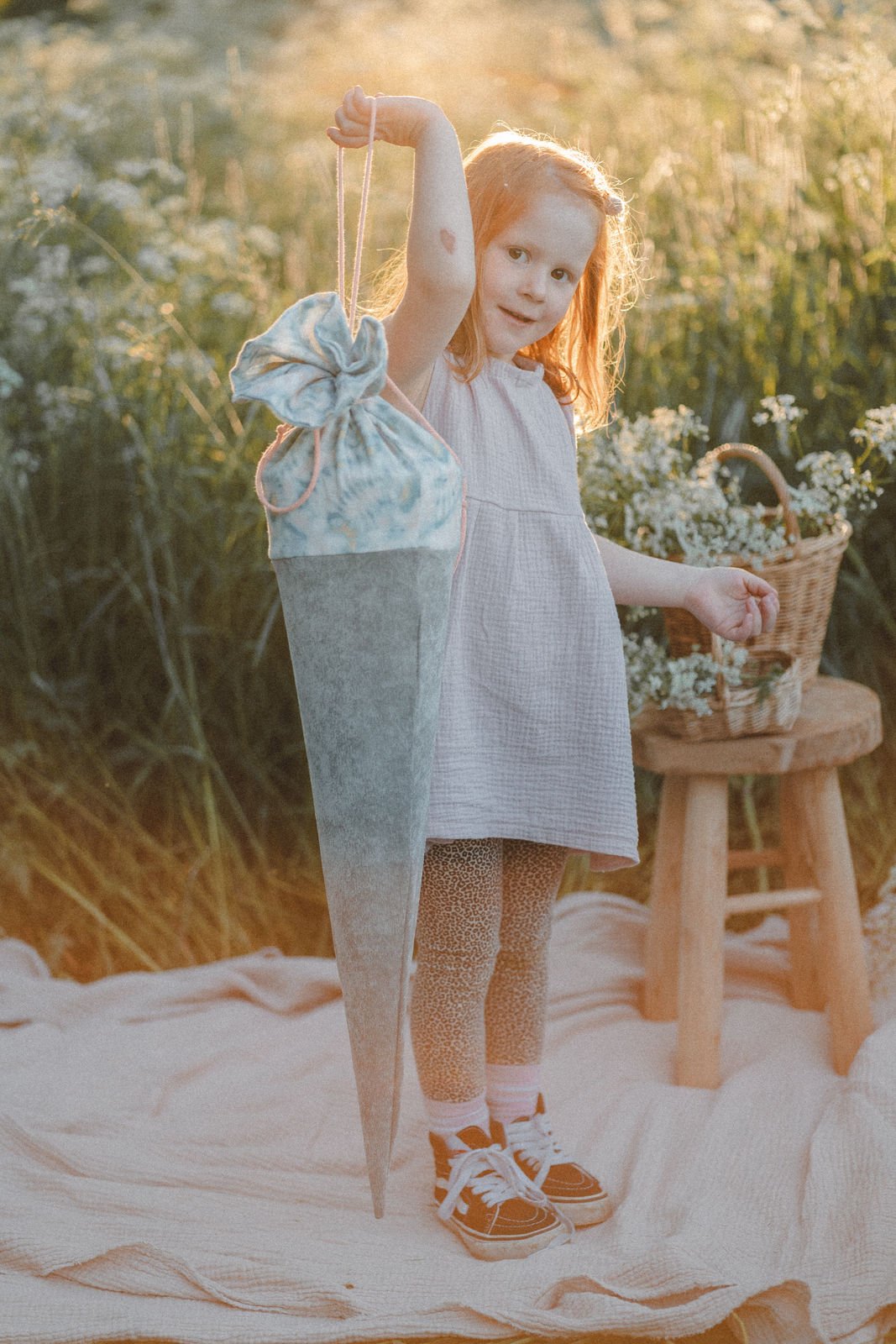 Schultüte aus Feincord Batik Mint - Räuberkinder