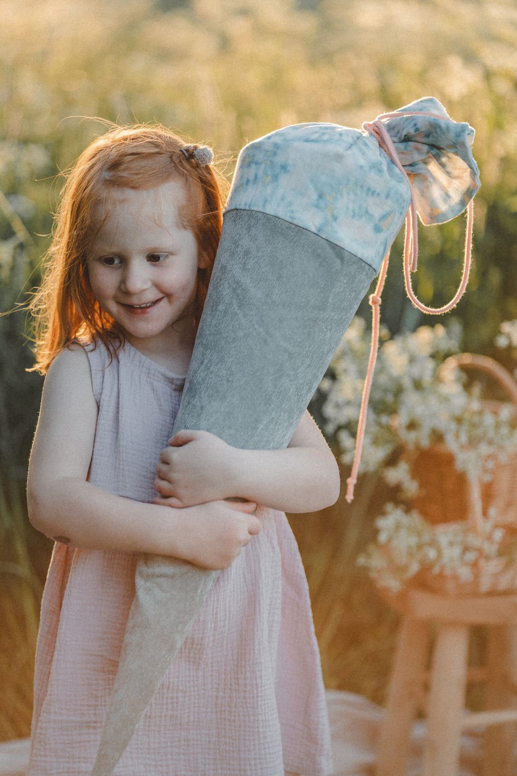 Schultüte aus Feincord Batik Mint - Räuberkinder