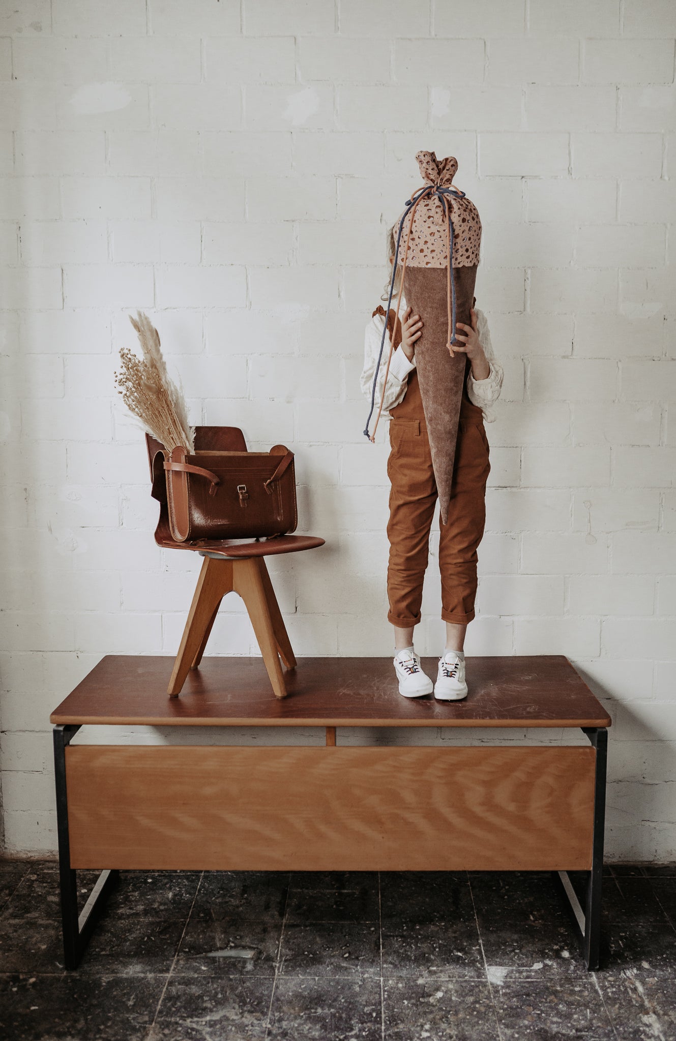 Schultüte aus Feincord Leoprint/ Nude - Räuberkinder