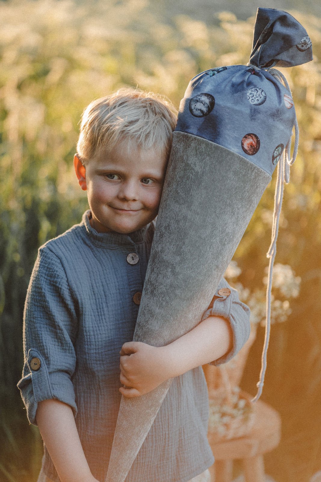 Schultüte aus Feincord Planeten / Mint - Räuberkinder