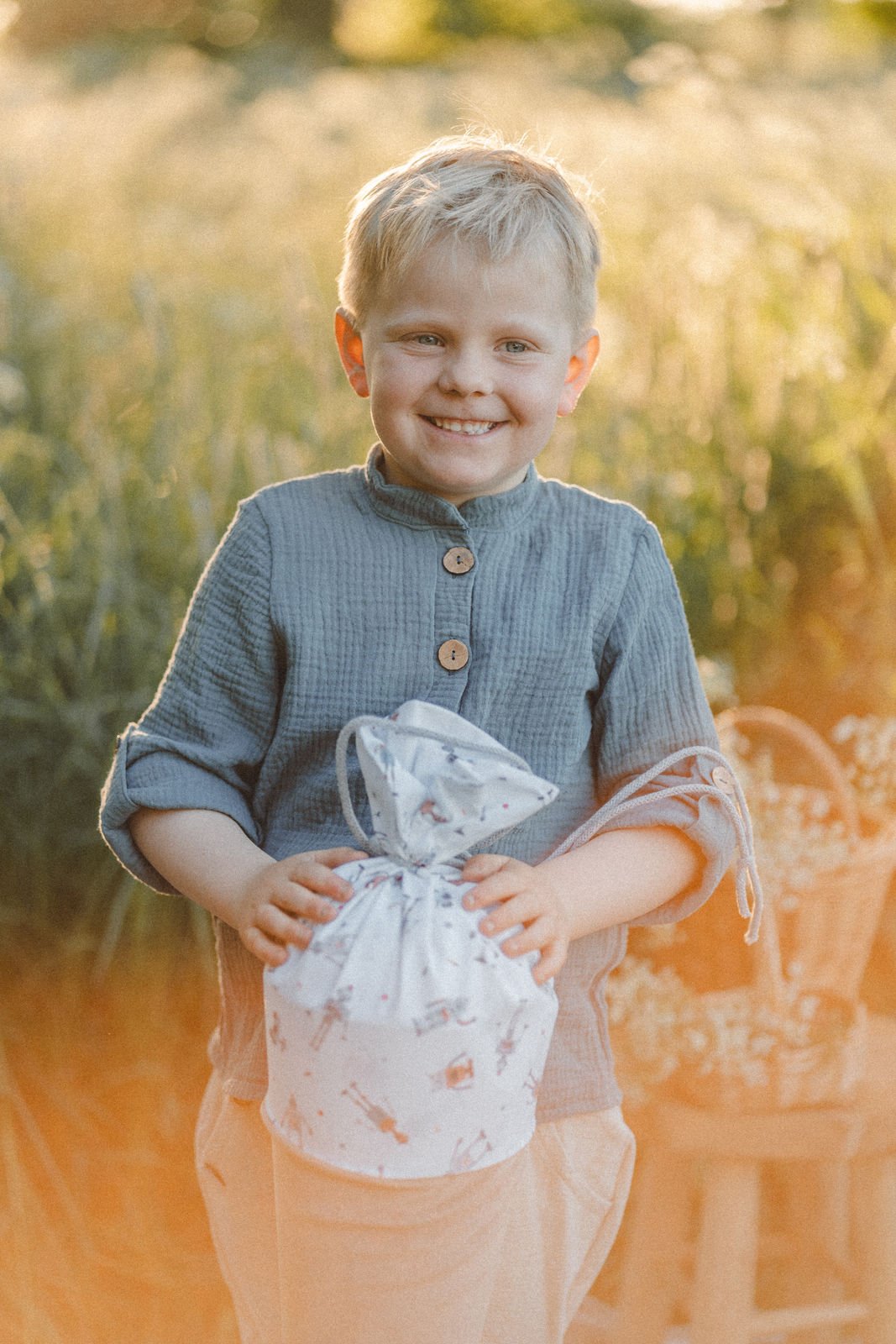 Schultüte aus Feincord Sand/ Roboter - Räuberkinder