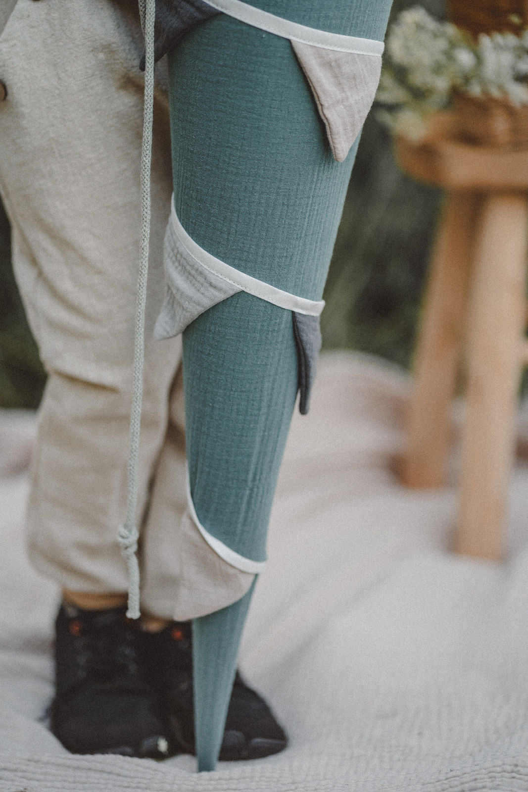 Schultüte aus Musselin Mint mit Wimpelkette - Räuberkinder