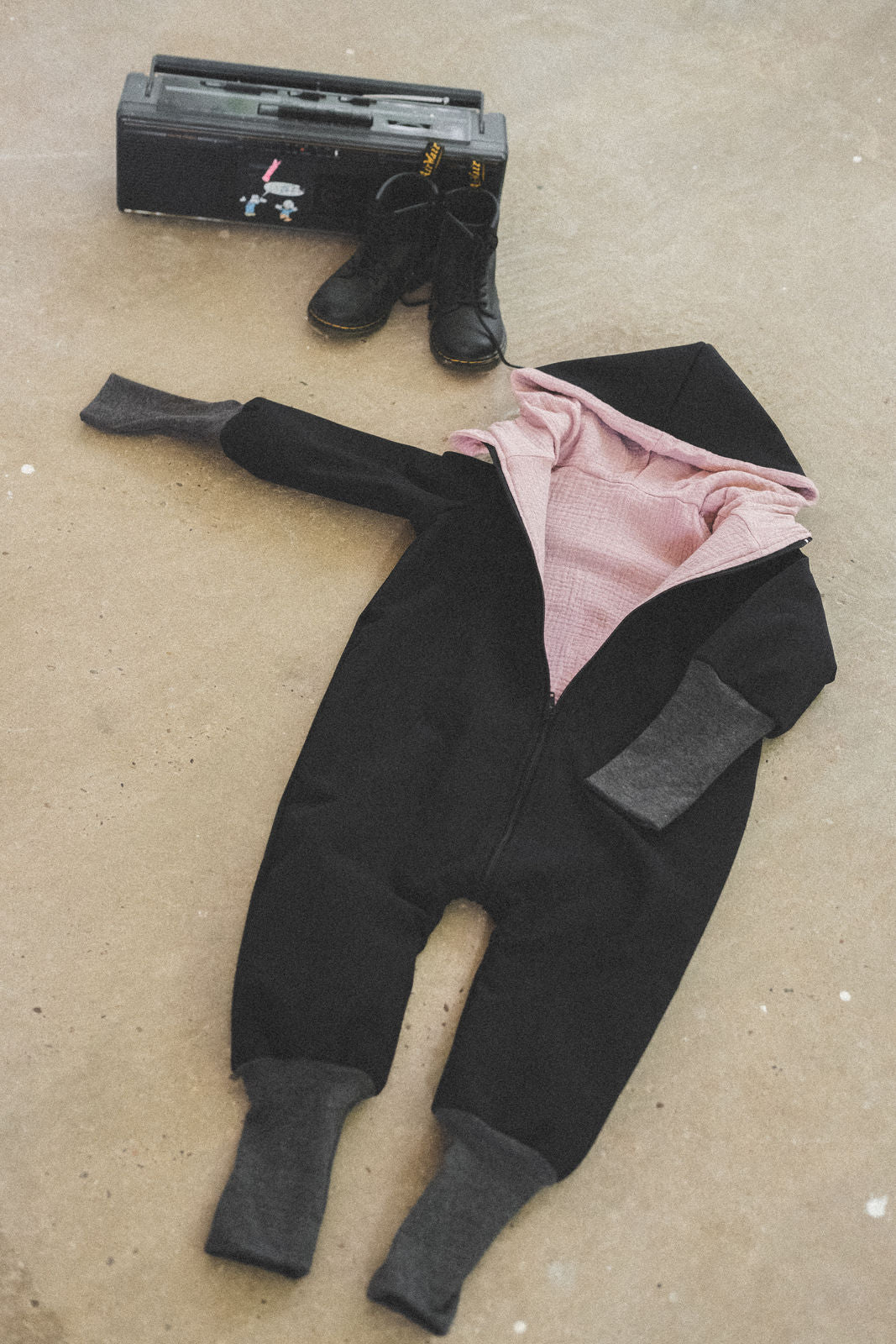 Softshell - Overall Anthrazit / Musselin Rosa - Räuberkinder