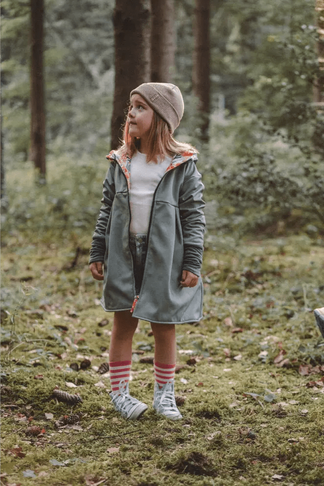 Softshellmantel Kinder Mint mit Blumen bunt - Räuberkinder 1