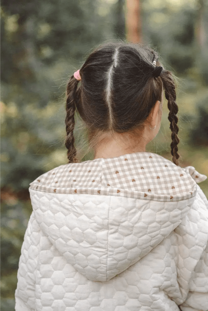 Steppjacke Kinder aus Baumwolle in Sand / Herzen Karo - Jacke - Räuberkinder 4