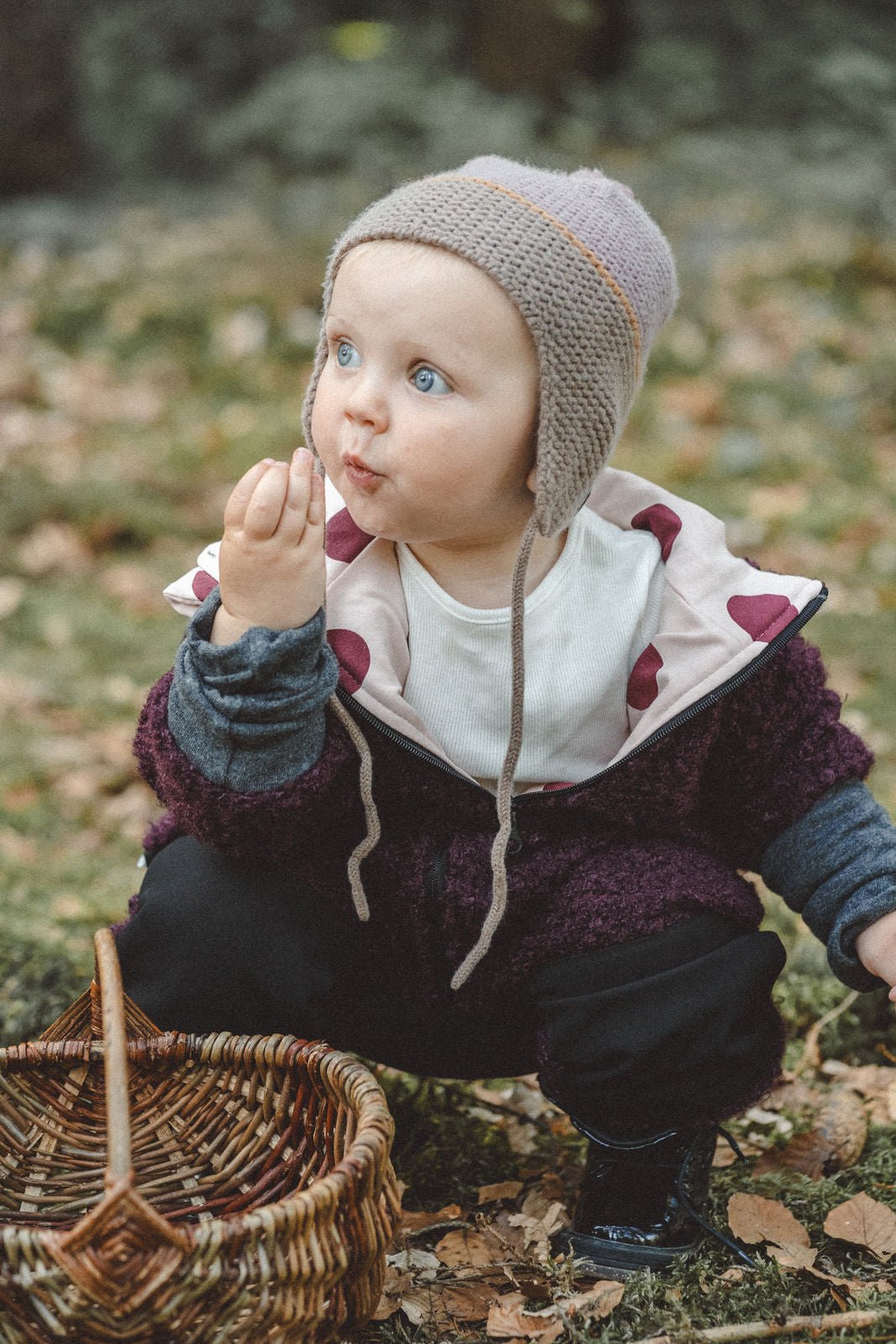 Teddyanzug Kinder mit Softshell Bordeaux und Punkte - Räuberkinder 4
