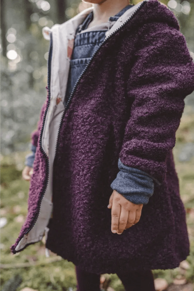 Teddyfellmantel Kinder Bordeaux mit Esel Muster - Räuberkinder 2