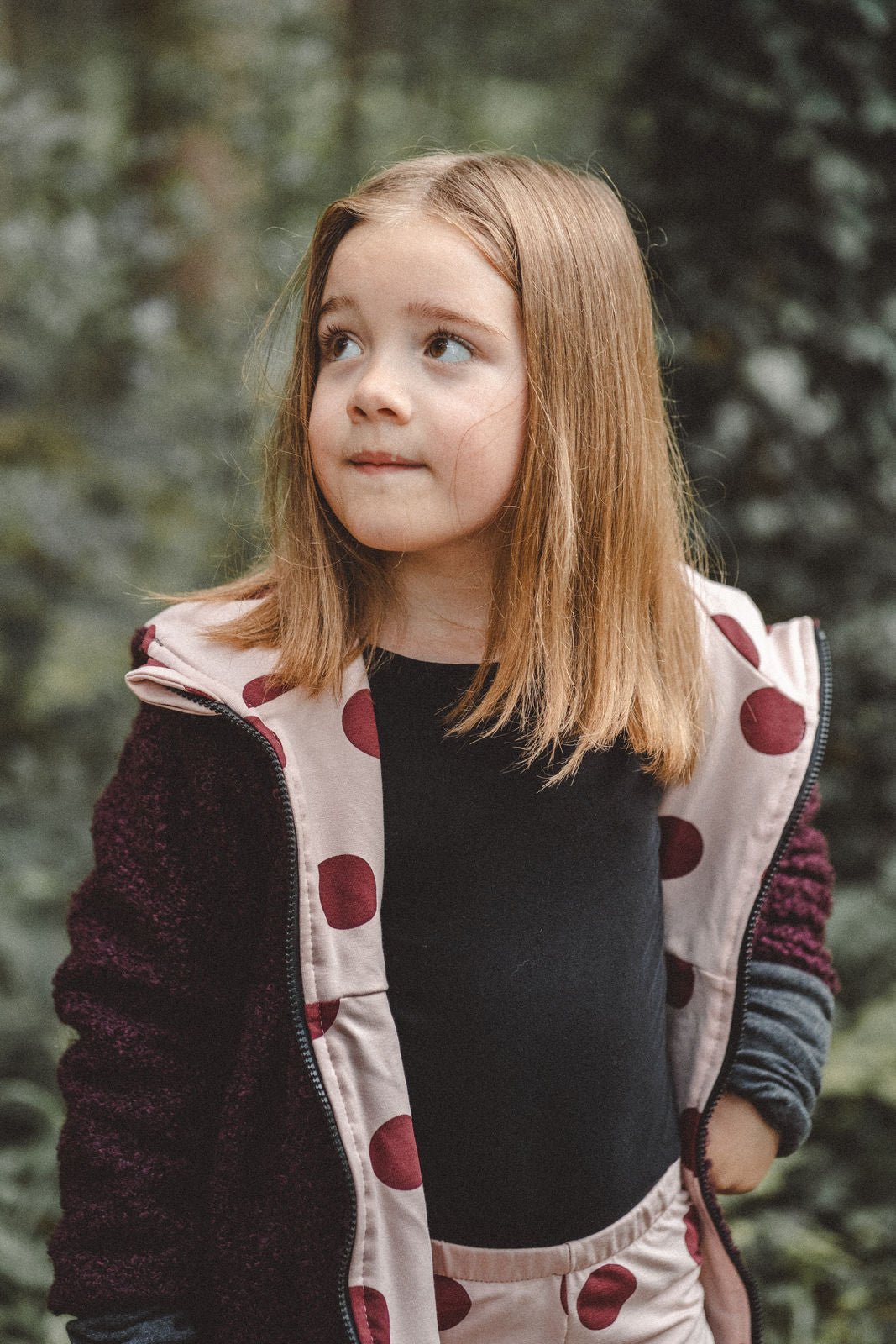Teddyfellmantel Kinder Bordeaux mit Punkte - Räuberkinder 7