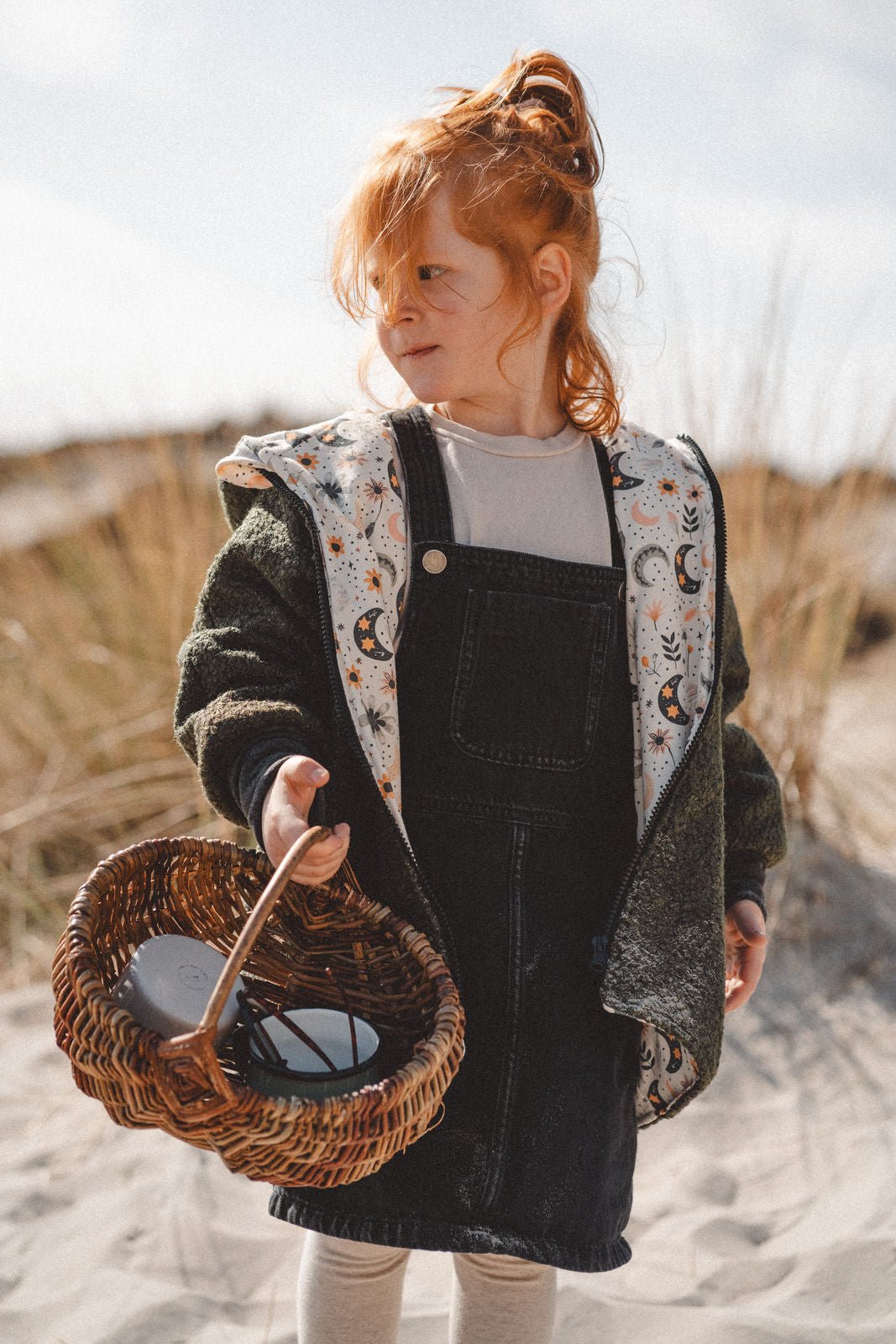 Teddyjacke aus Bouclé - Olive / Boho Mond - Räuberkinder