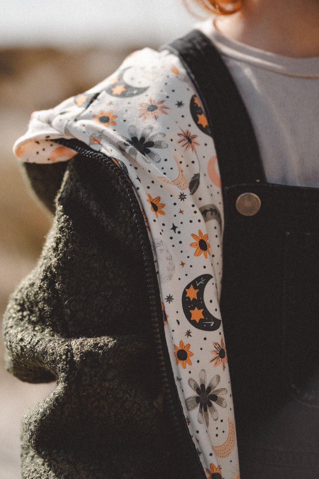 Teddyjacke aus Bouclé - Olive / Boho Mond - Räuberkinder