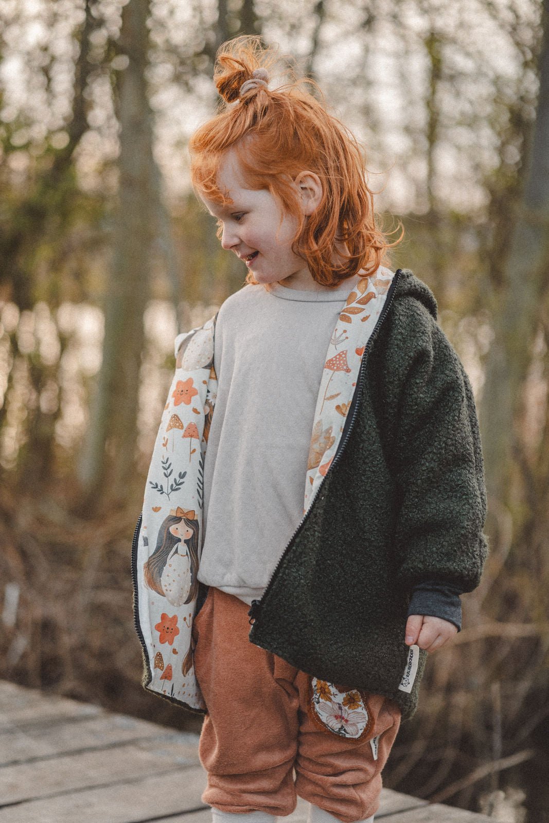 Teddyjacke aus Bouclé - Olive / Waldprinzessin - Räuberkinder