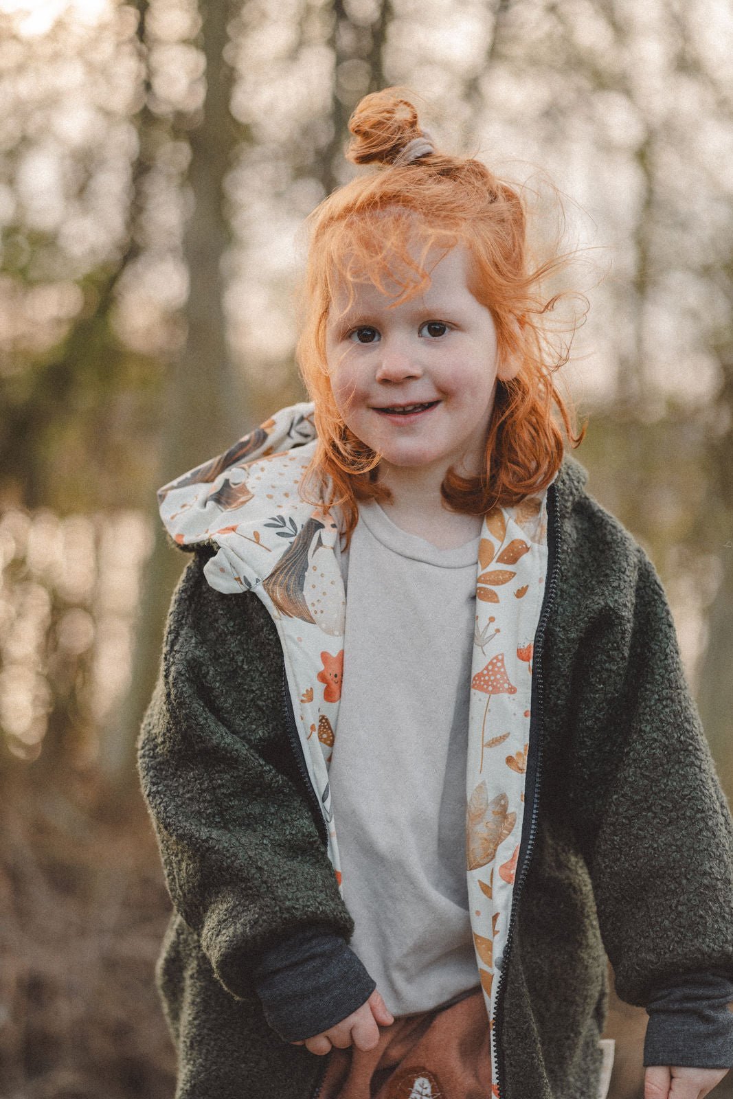 Teddyjacke aus Bouclé - Olive / Waldprinzessin - Räuberkinder