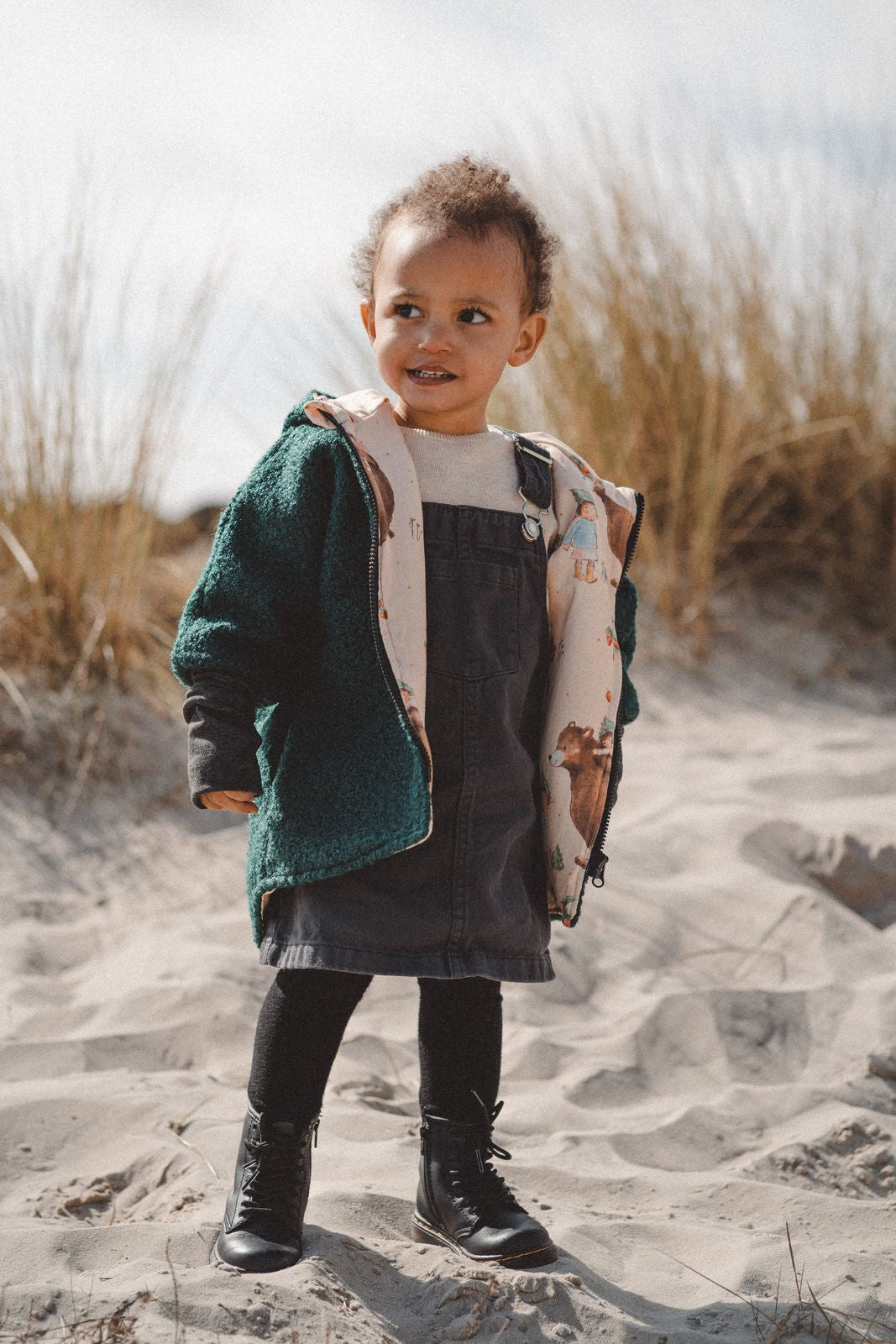Teddyjacke aus Bouclé - Petrol / Erdbeermädchen - Räuberkinder